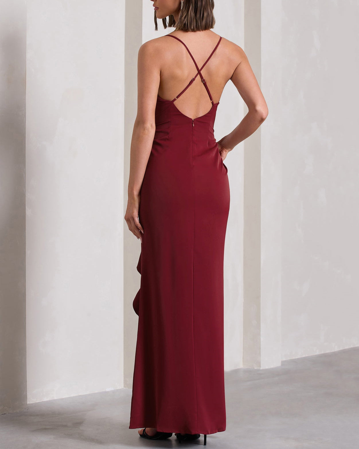 Sexy V-Neck Strapless Side Slit Backless Dress