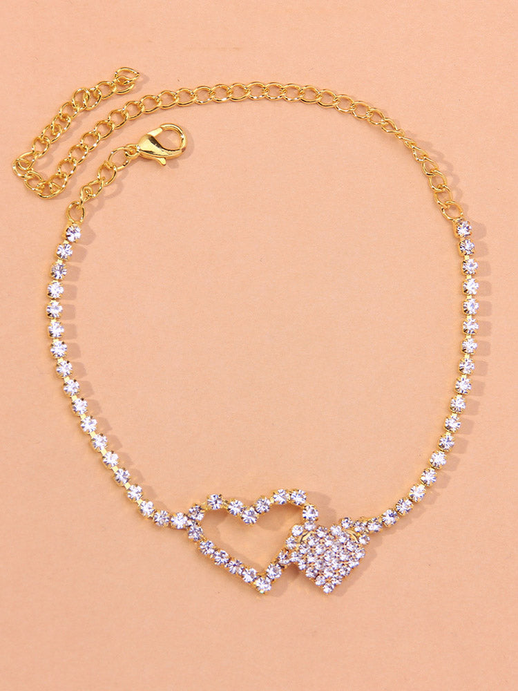 Heart Rhinestone Anklet
