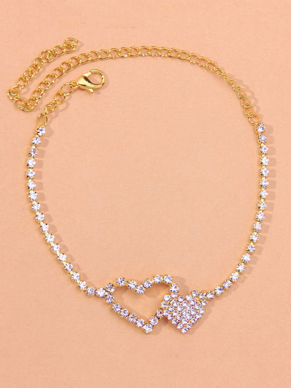 Heart Rhinestone Anklet