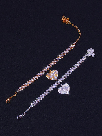 Heart Rhinestone Anklet
