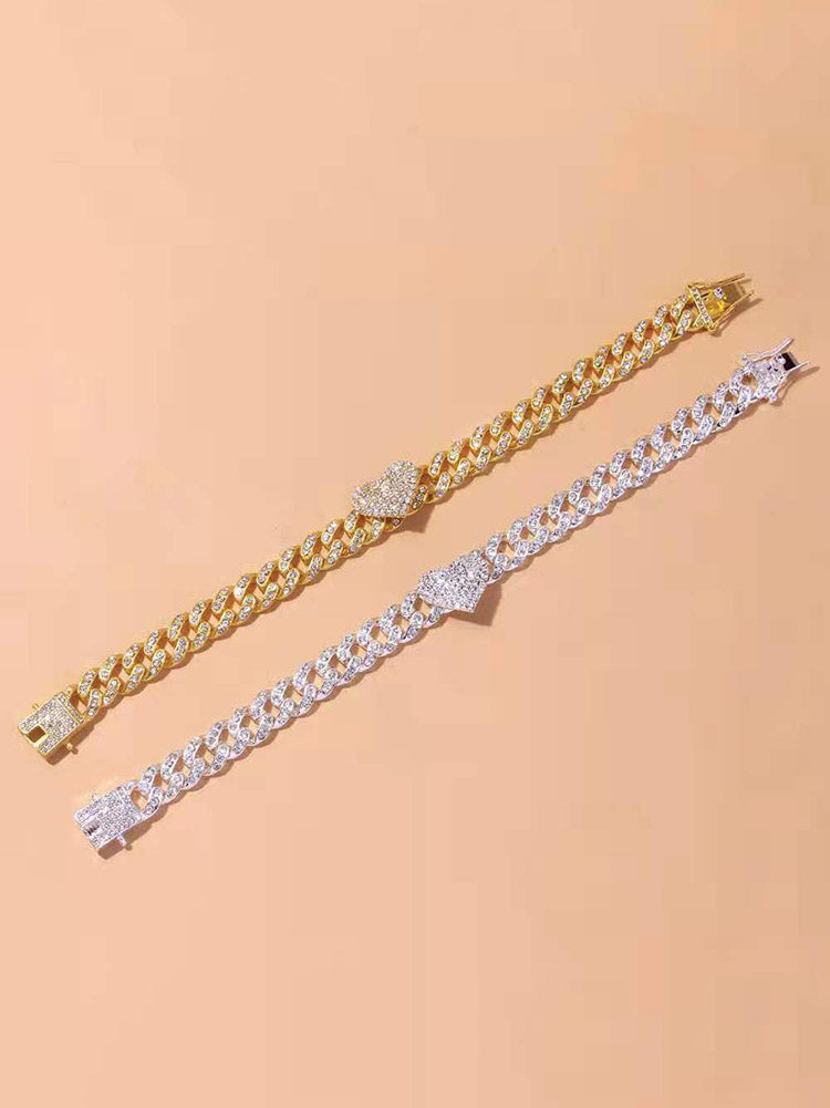 Heart Rhinestone Anklet