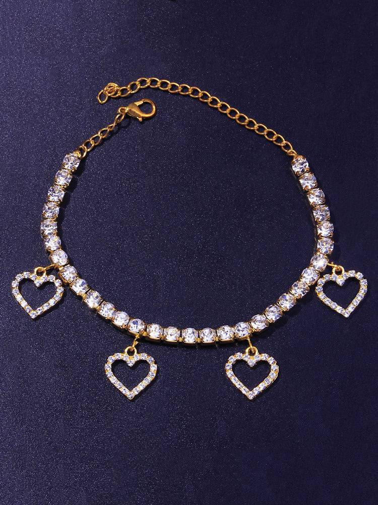 Heart Rhinestone Anklet