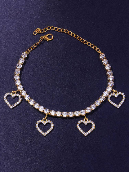 Heart Rhinestone Anklet