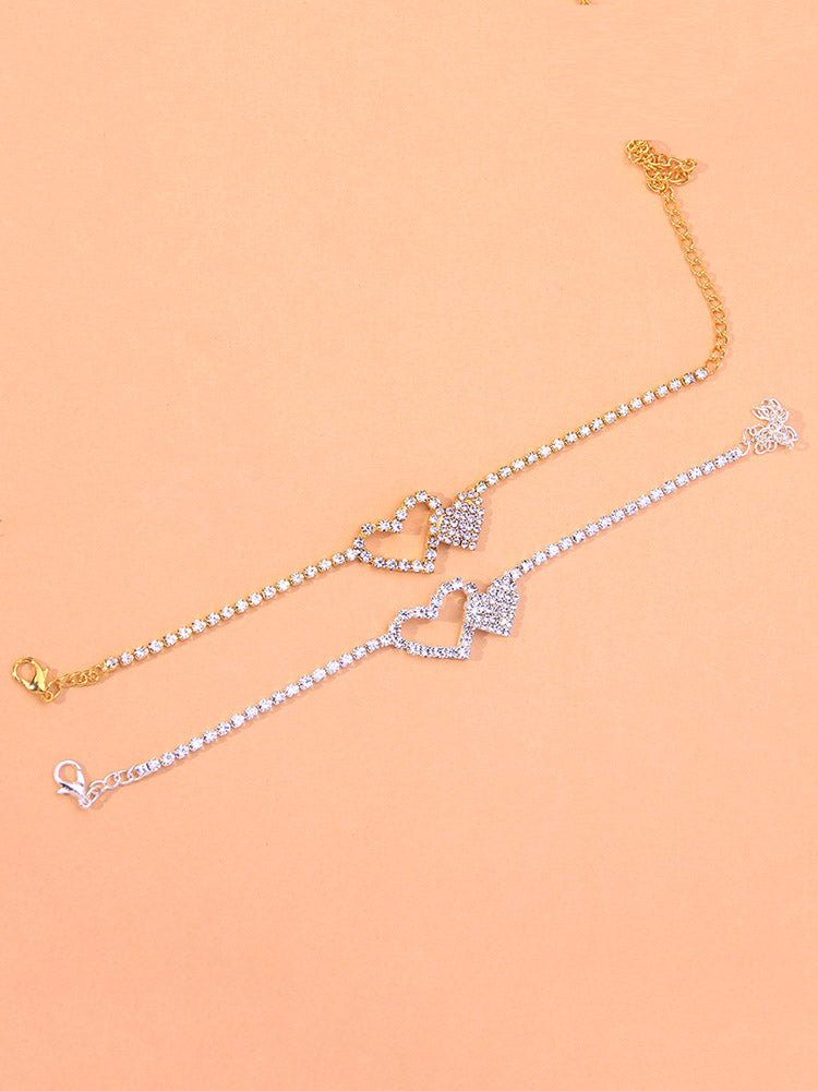Heart Rhinestone Anklet