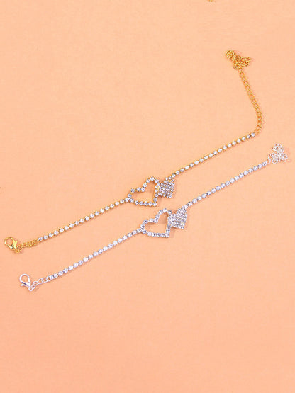 Heart Rhinestone Anklet