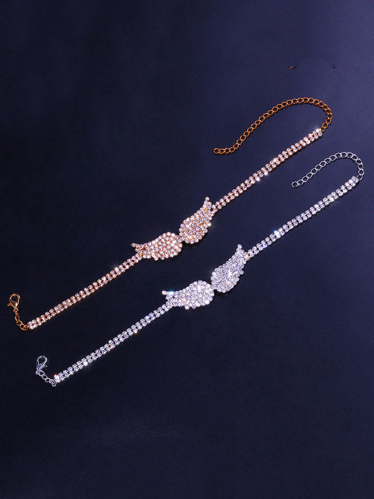 Angel Wing Rhinestone Anklet