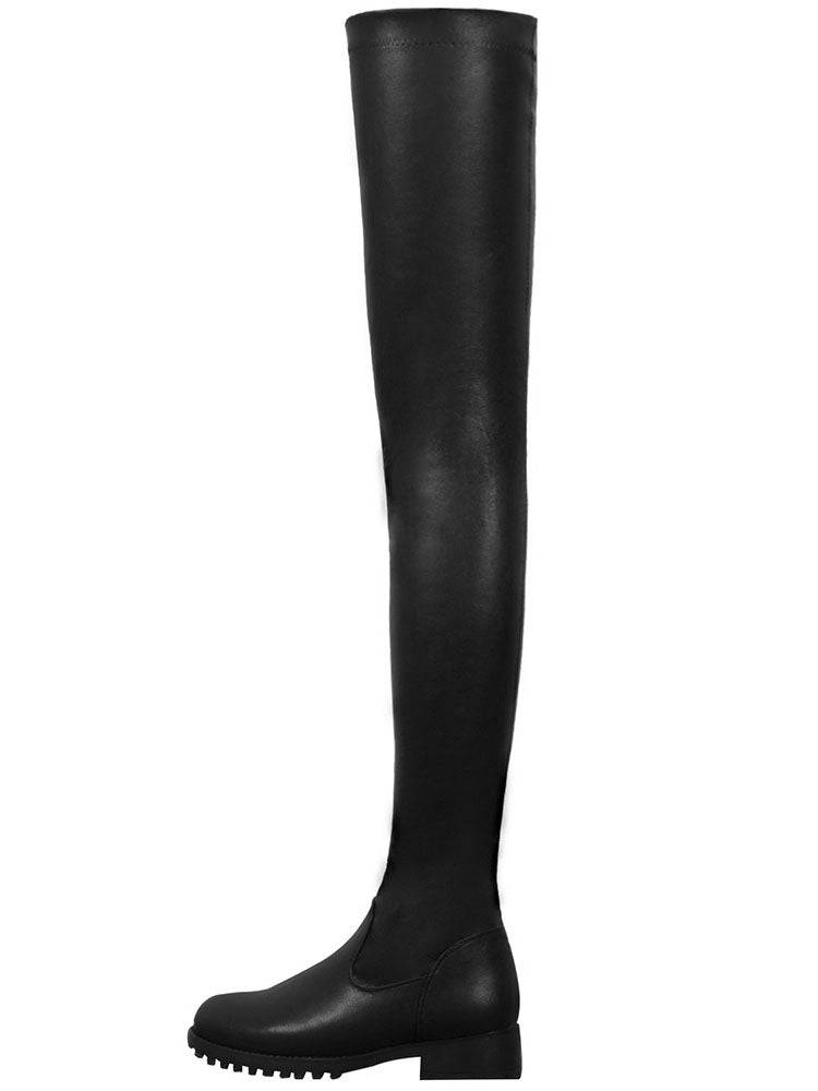 PU Leather Stretch Over The Knee Boots