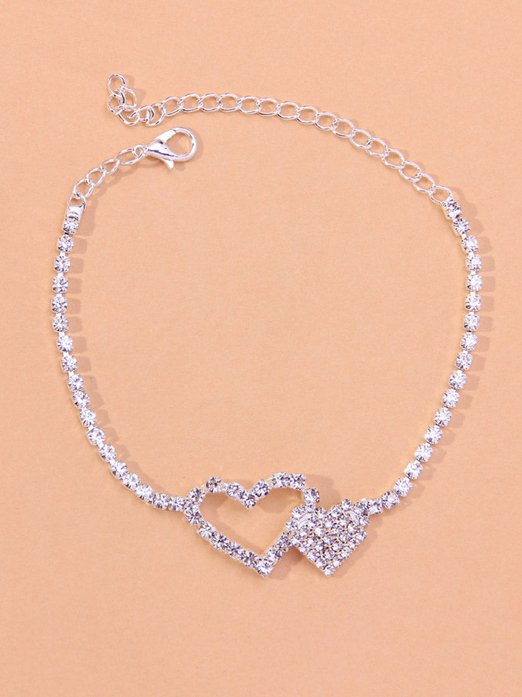 Heart Rhinestone Anklet