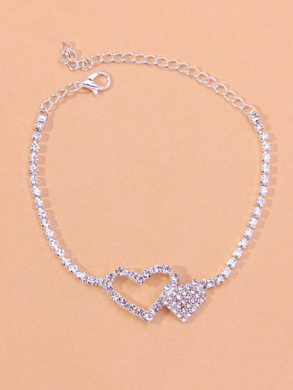Heart Rhinestone Anklet