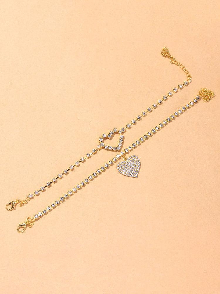 Heart Rhinestone Anklet