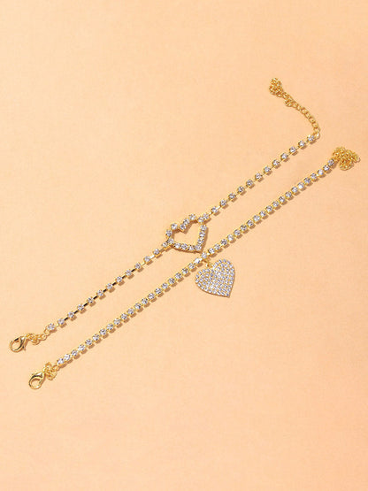 Heart Rhinestone Anklet