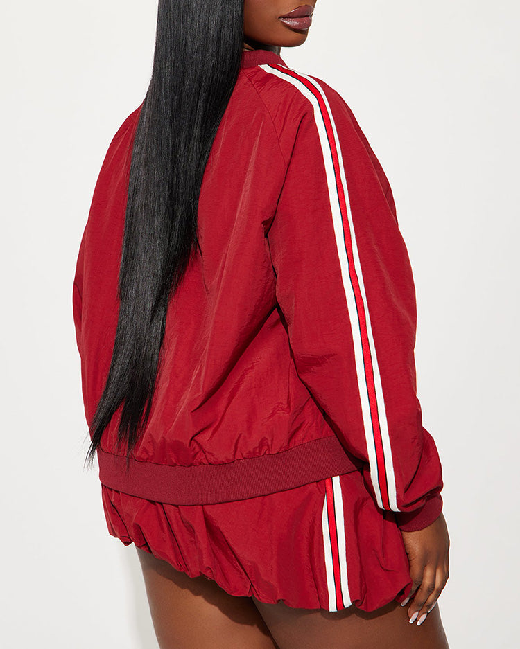 Sporty Jacket & Bubble Skirt Set