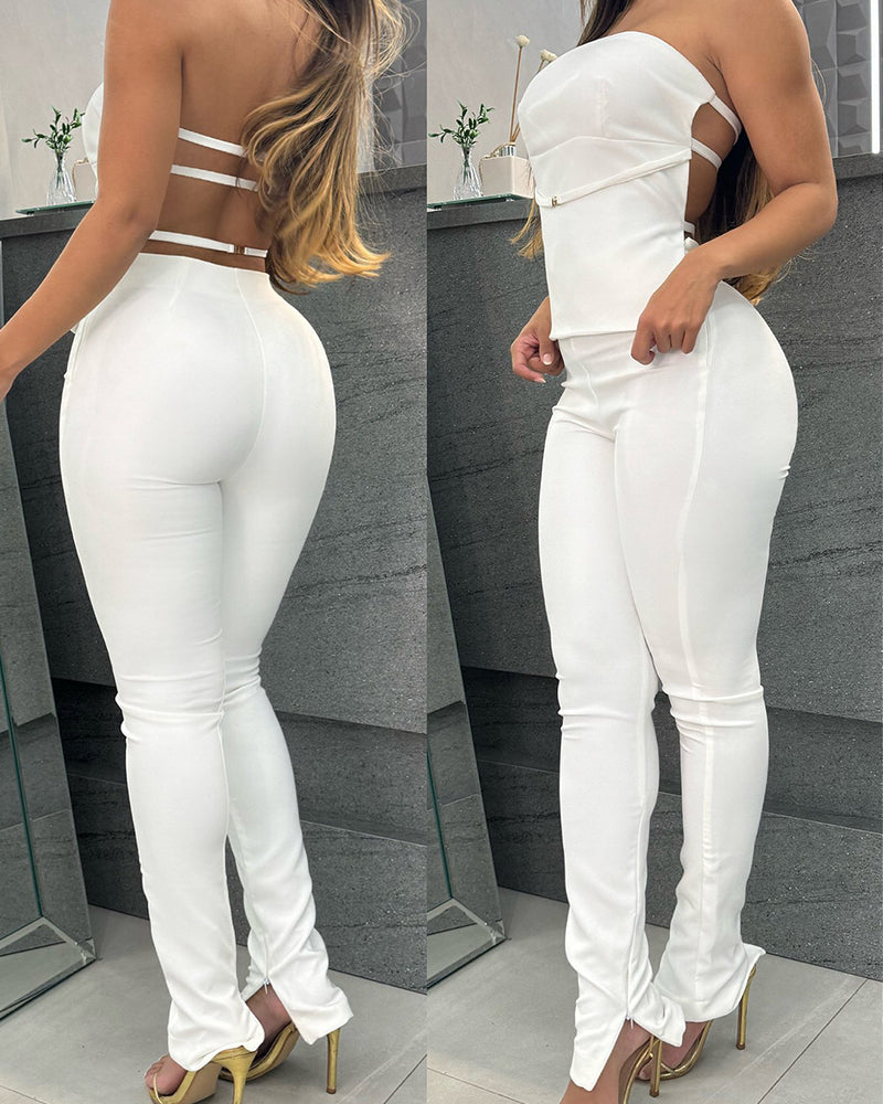 Simple and Elegant Stretch Backless Suit (Pre-sale)