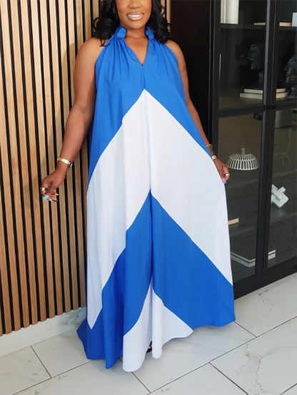 Vacation Color Block Maxi Dress