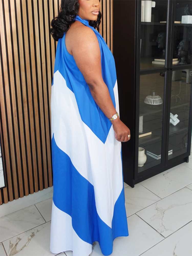 Vacation Color Block Maxi Dress