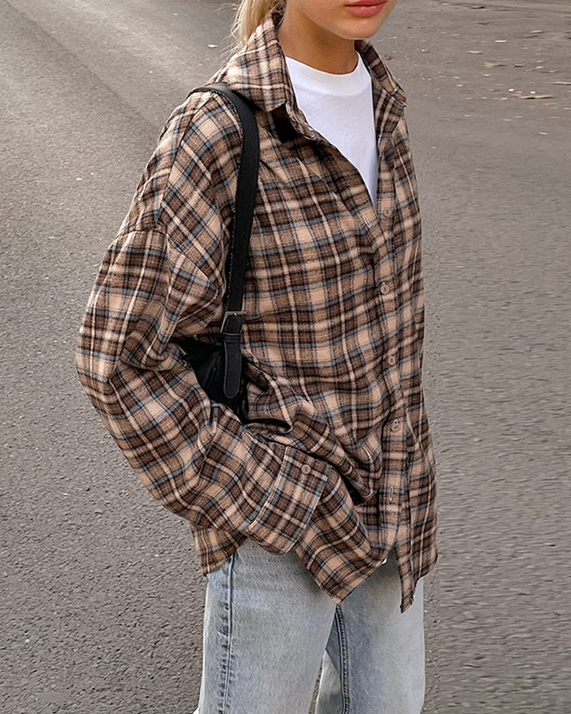 Long Sleeve Plaid Casual Shirt