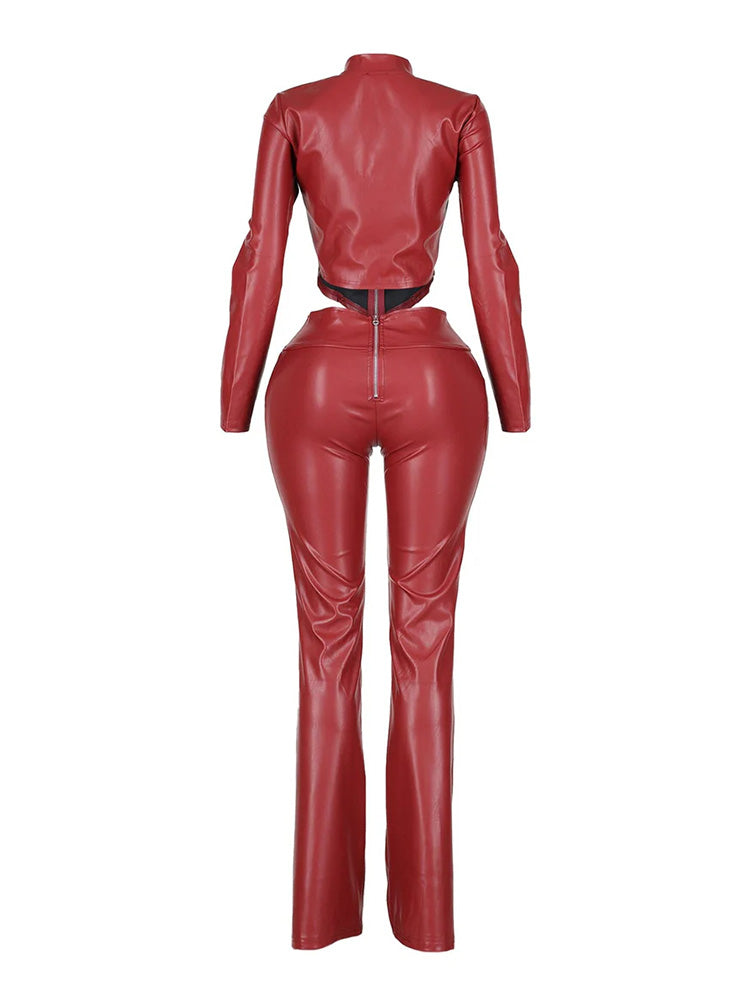 Leather Biker Jacket & Pants Set