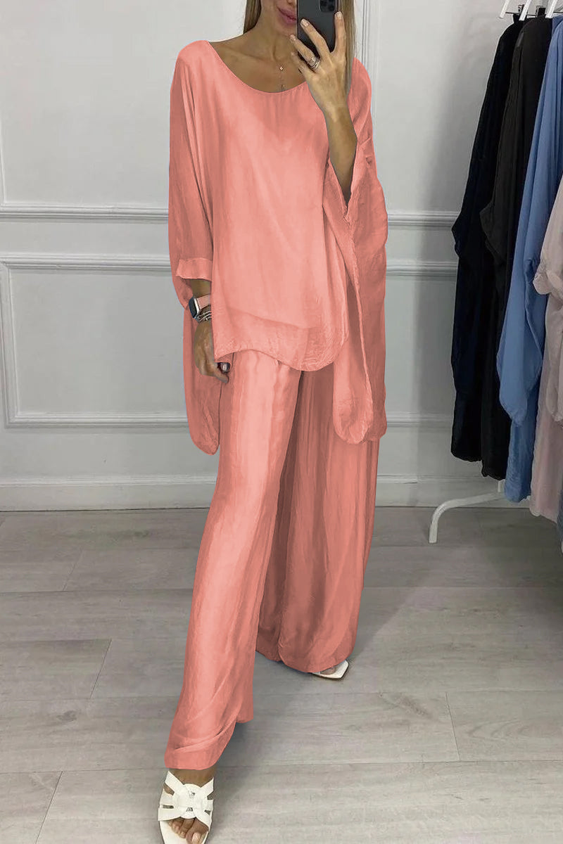 Chiffon solid color suit Coral