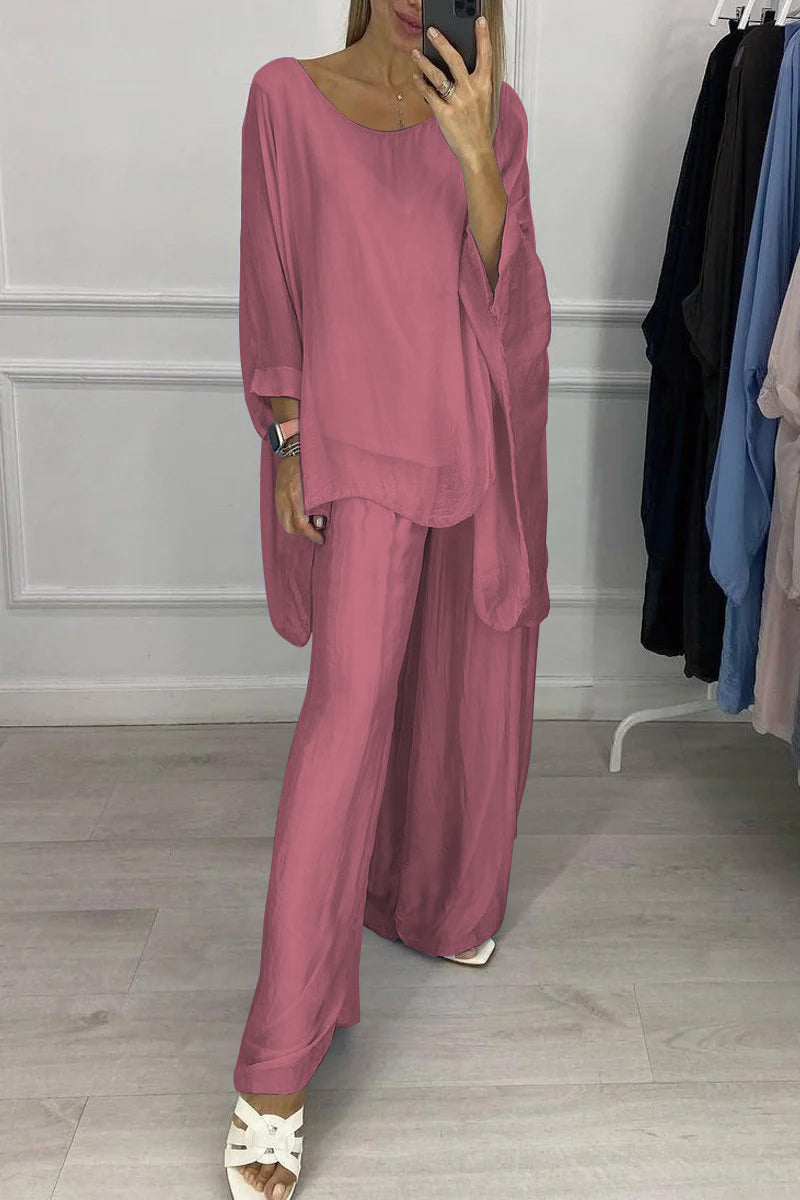 Chiffon solid color suit Pink