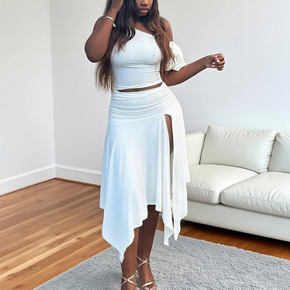 One Shoulder Top & Split Skirt