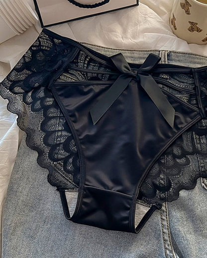 Bow-Crossed Cotton Underpants Black