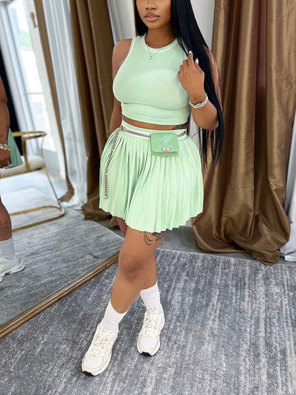 Crop Top & Pleated Tennis Skirt Set