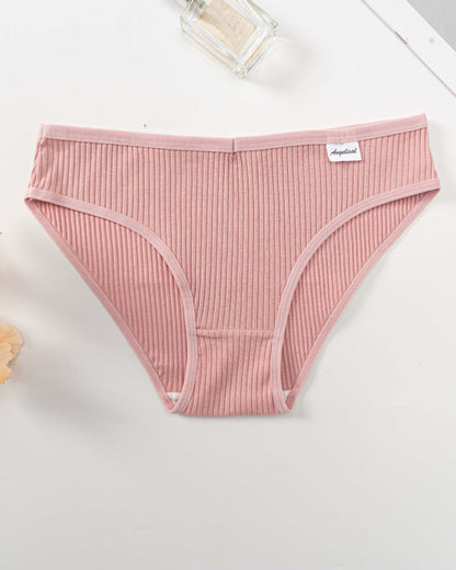 Mid-Waist High-Elastic Butt-Lifting Ribbed Underwear Women LightCoral