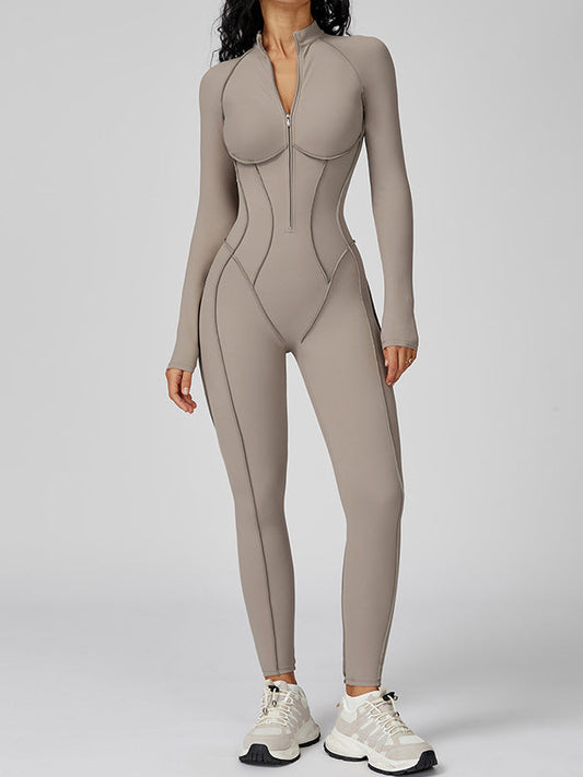 Solid Zip-Front Jumpsuit