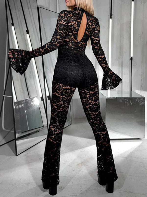 Lace Ruffle Cutout Jumpsuit