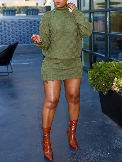 Turtleneck Cutout Sweater & Skirt Set