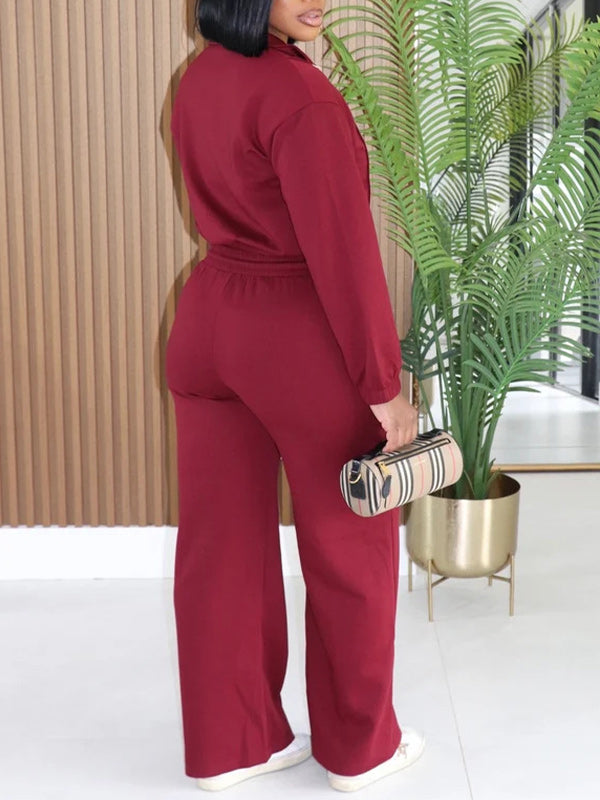 Zip-Up Cropped Top & Drawstring Pants Set