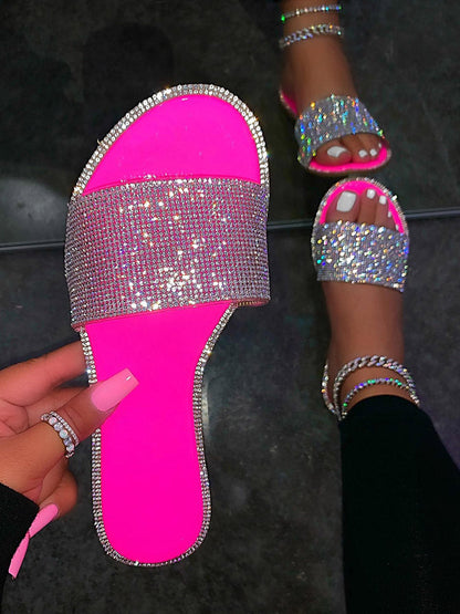 Crystal Glitter Flat Bling Slippers