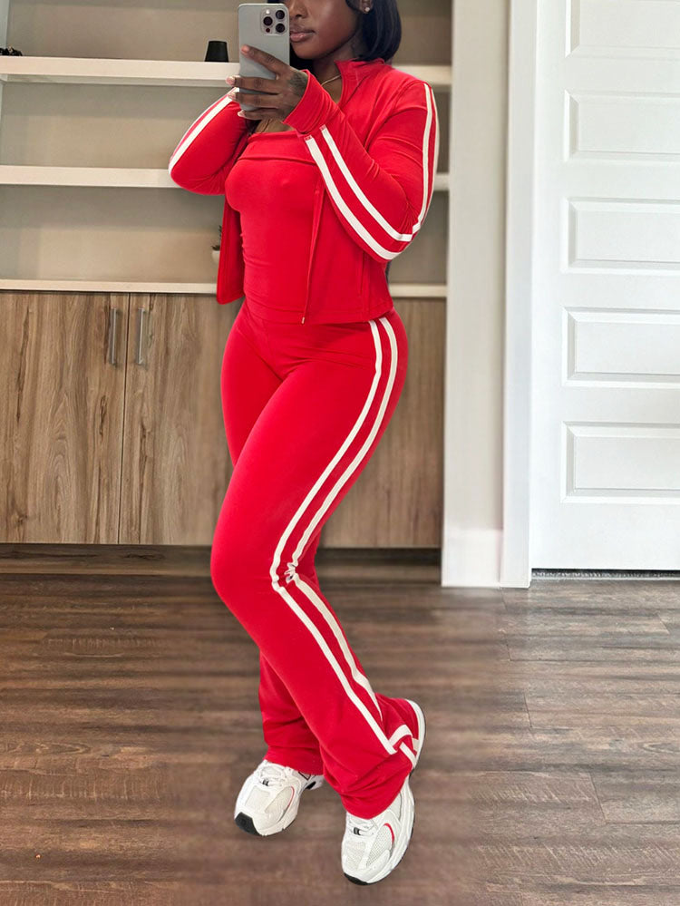 Striped Athleisure Three-Piece Set