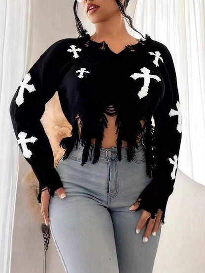 Floral Distressed Sweater