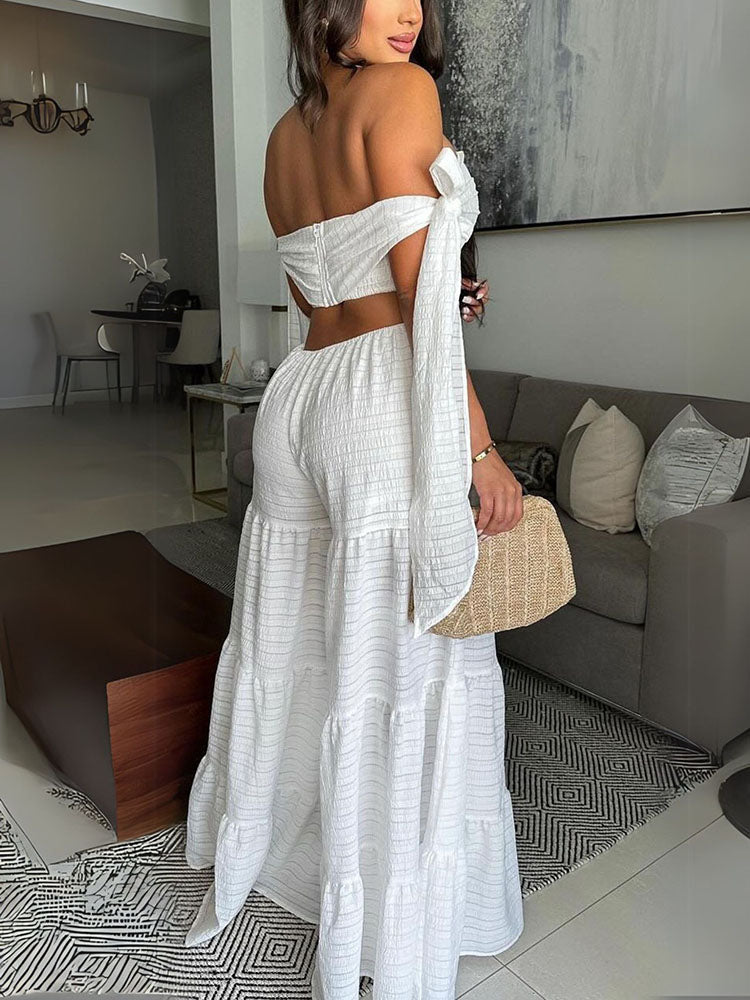 Off-Shoulder Wide Leg Jumpsuit