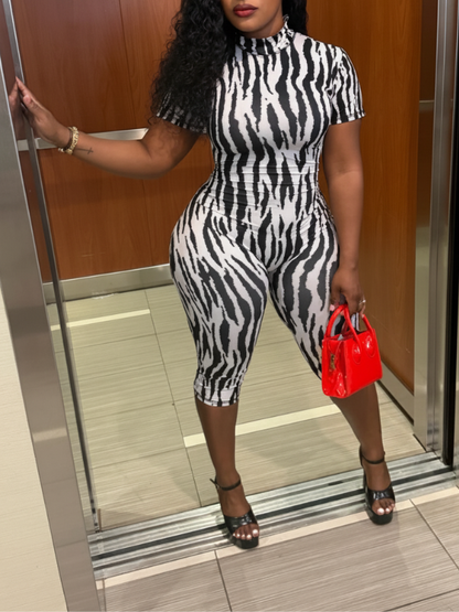 Printed Open-Back Romper