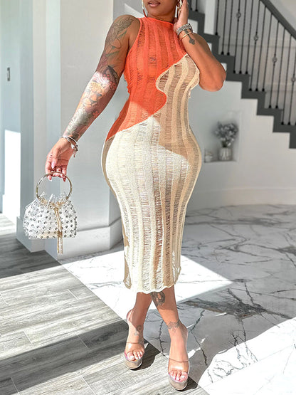 Morchique Two-Tone Sleeveless Knit Dress