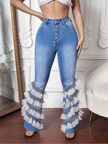 Tulle Ruffle Combo Jeans