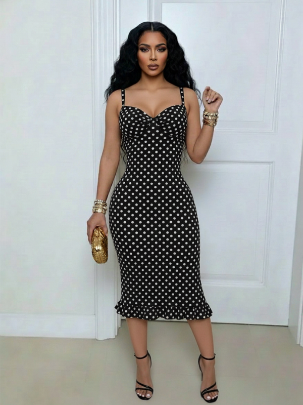 Dot Halter Midi Dress