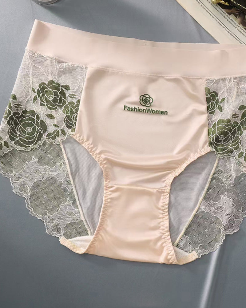 Lace Sexy Autumn/Winter Instant Dry Underwear Green One Size