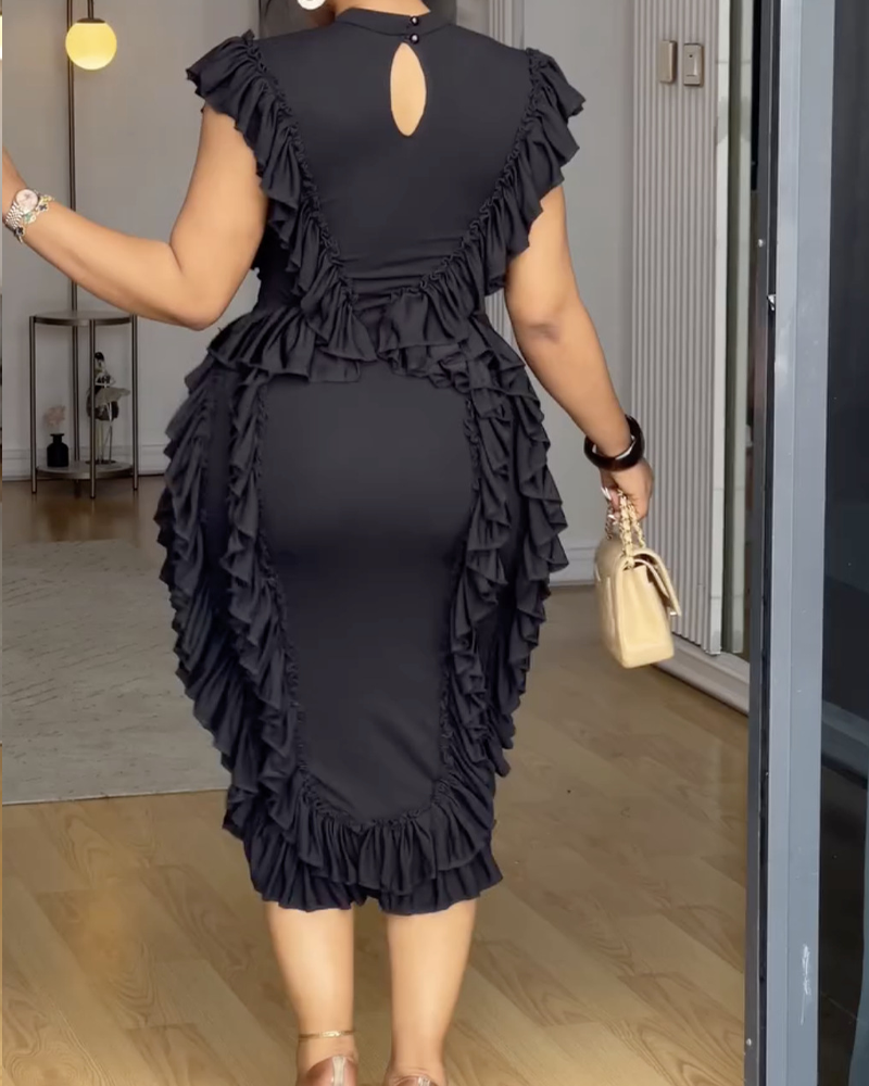 Ruffled Waisted Hip Dress