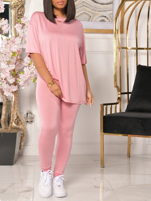Solid Tee & Pants Set
