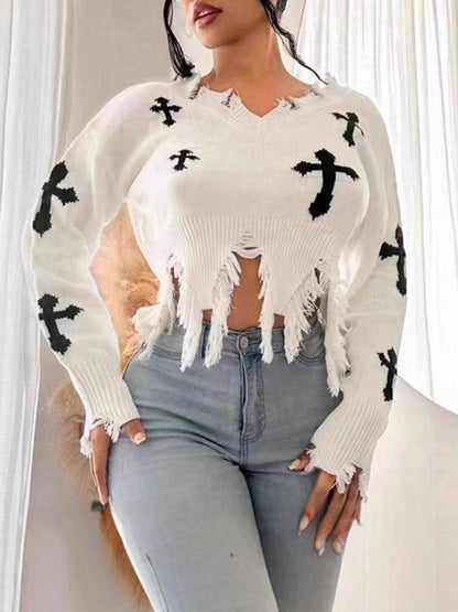 Floral Distressed Sweater