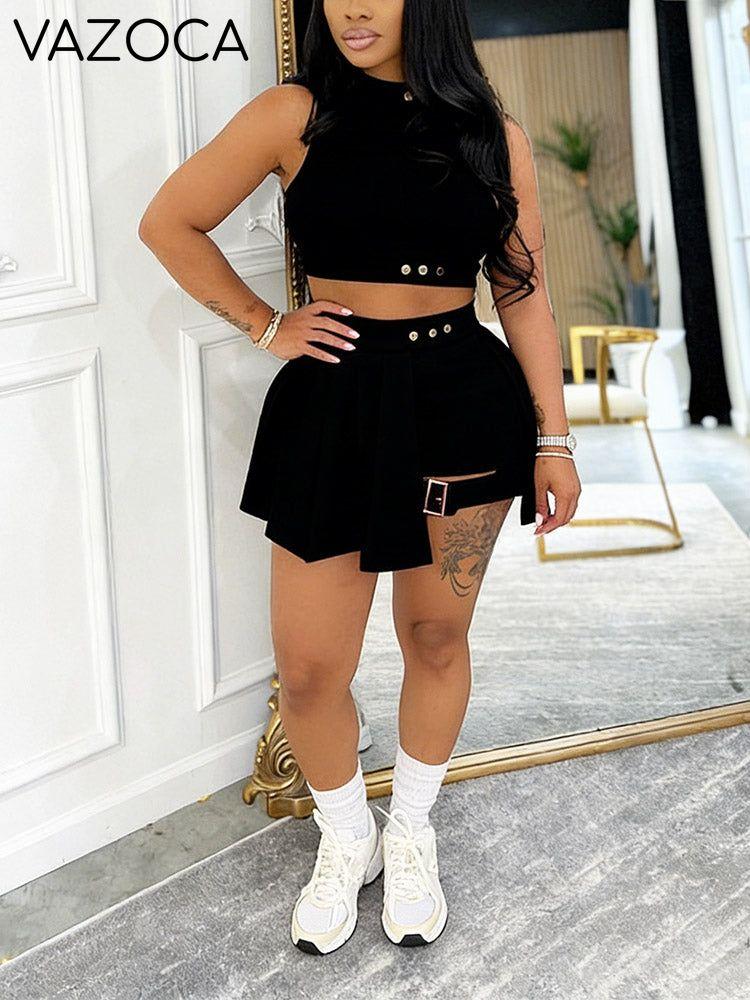 Tank Top & Pleated Skirt Set