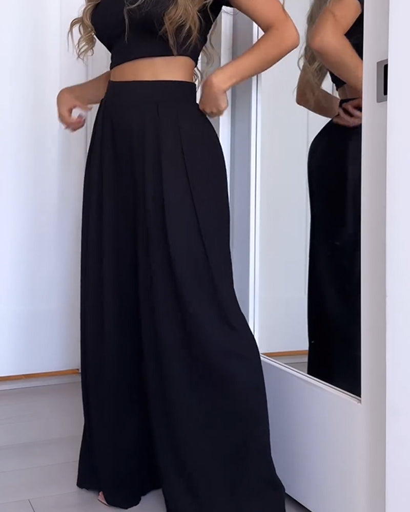 Breathable Loose Casual Wide Leg Pants (Pre-sale) Black