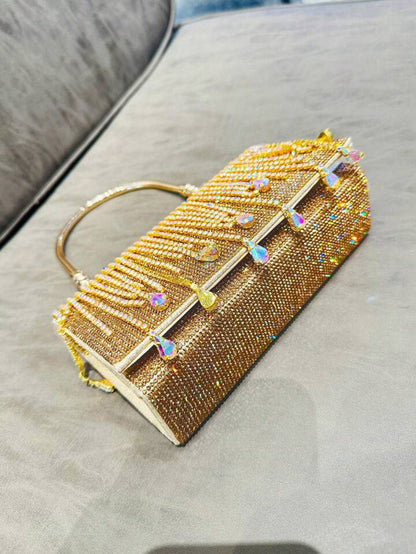 Rhinestone Fringe Clutch