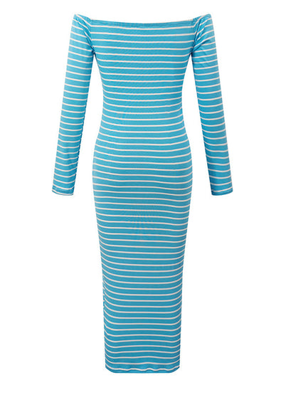 Stripe  Off-Shoulder Bodycon Dress