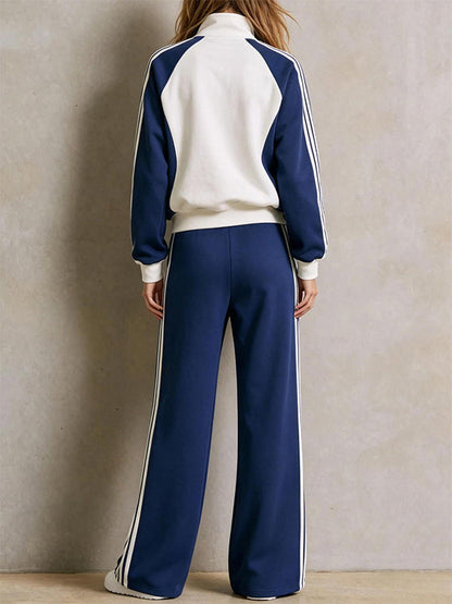 Striped Color Block Sweatshirt & Pants Set