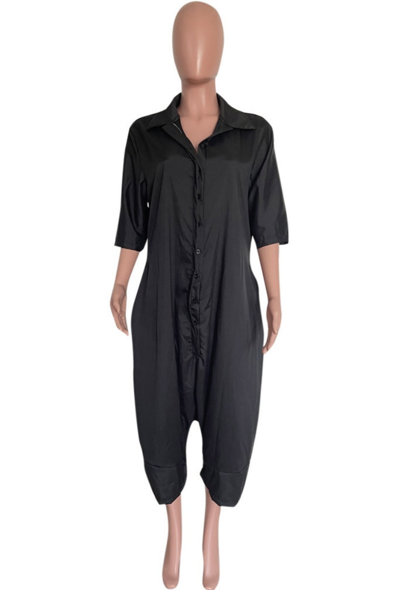 Lässige Jumpsuits mit Umlegekragen und Knöpfen 