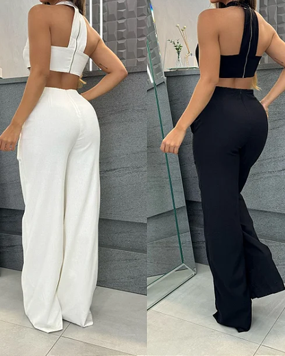 Embellished High-Waist Straight Pants Set (Pre-Sale)